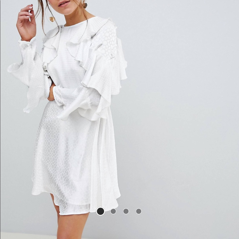 ASOS Silk Jacquard Ruffle Dress